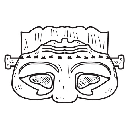 Isolated vintage zombie mask on a white background, Vector illustrationのイラスト素材