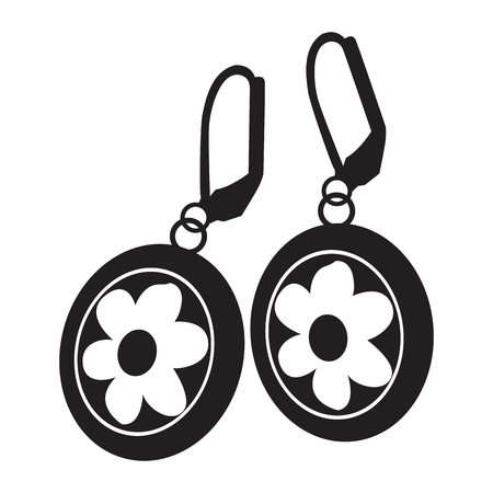 Silhouette of a pair of earrings, Vector illustrationのイラスト素材