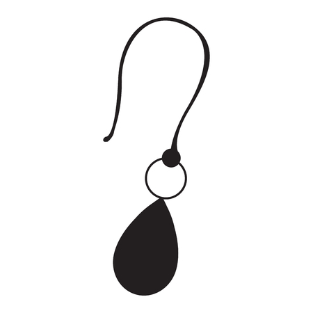 Isolated silhouette of a singular earring, Vector illustrationのイラスト素材
