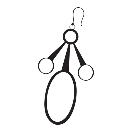 Isolated silhouette of a singular earring, Vector illustrationのイラスト素材