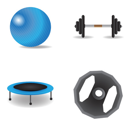 Set of fitness object icons on a white background, Vector illustrationのイラスト素材