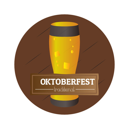 Isolated oktoberfest label with a beer glass, Vector illustrationのイラスト素材