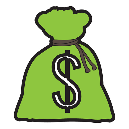 Isolated money bag icon on a white background, Vector illustrationのイラスト素材