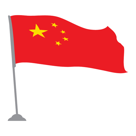 Isolated flag of China on a pole, Vector illustrationのイラスト素材