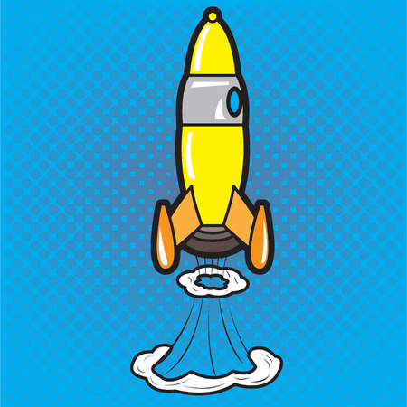 Isolated rocket toy on a colored background, Vector illustrationのイラスト素材