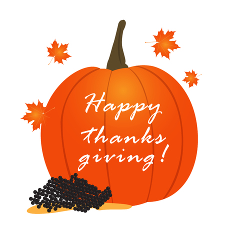 Isolated pumpkin with text, Thanksgiving day vector illustrationのイラスト素材