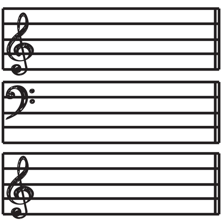 Group of pentagram with musical notes, Vector illustrationのイラスト素材