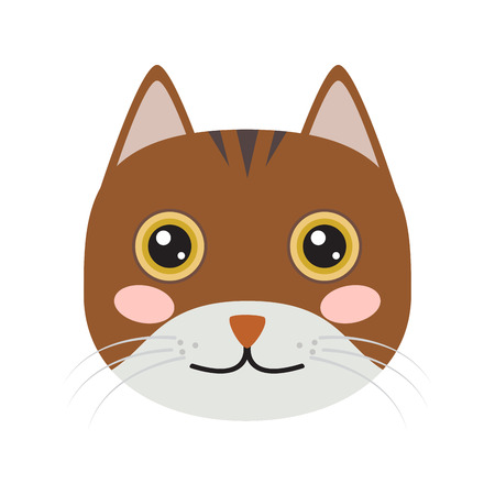 Isolated cute cat icon on a white background, Vector illustrationのイラスト素材