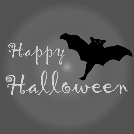 Grey background with text Happy Halloween and a bat.のイラスト素材
