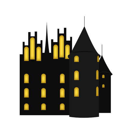 Isolated haunted castle on a white background.のイラスト素材