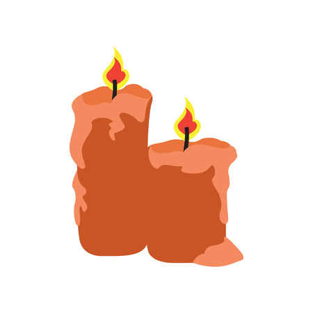 Isolated pair of candles with fire, Vector illustrationのイラスト素材