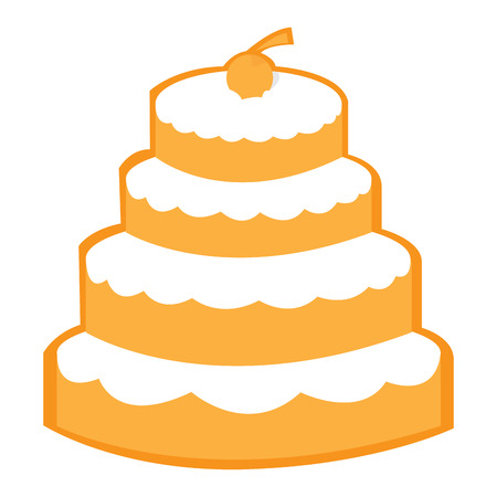 Isolated birthday cake icon on a white background, vector illusrationのイラスト素材
