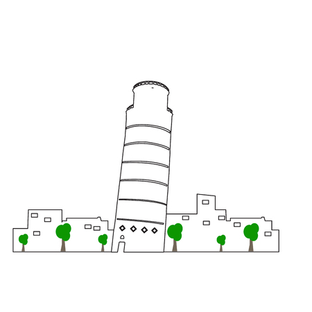 Pisa cityscape isolated illustration.のイラスト素材