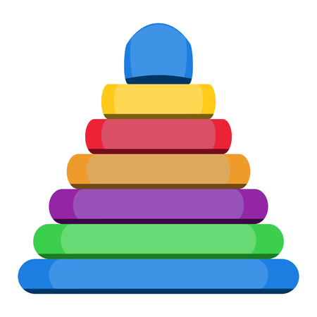 Pyramid stack toy isolated on white background, Vector illustrationのイラスト素材