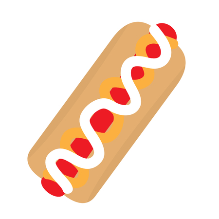 Hot dog isolated on white background, Vector illustrationのイラスト素材