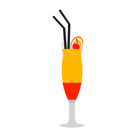 Cocktail isolated with a strawberry on white background, Vector illustrationのイラスト素材