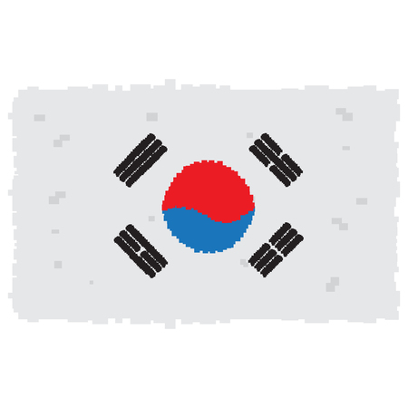 Pixelated flag of South Korea, Vector illustrationのイラスト素材