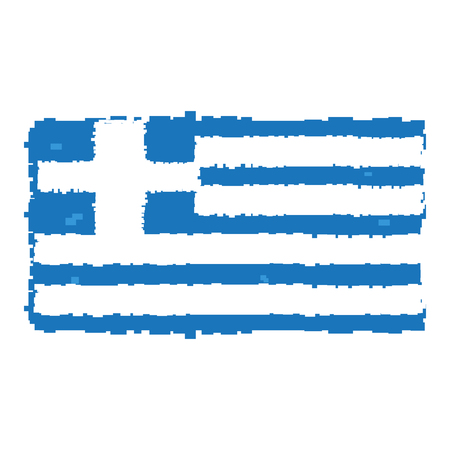 Pixelated flag of Greece isolated on white background, Vector illustrationのイラスト素材