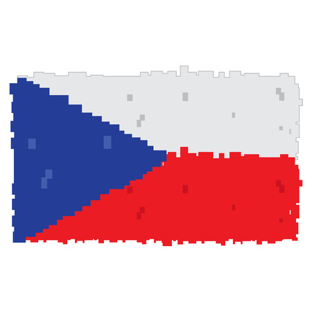 Pixelated flag of Czech Republic, Vector illustrationのイラスト素材