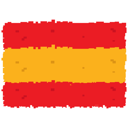 Pixelated flag of Spain isolated on white background, Vector illustrationのイラスト素材