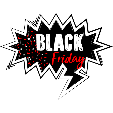 Black Friday label on white background, vector illustration.のイラスト素材