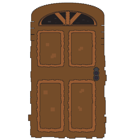 Pixelated wooden doorのイラスト素材