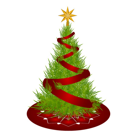 Christmas tree isolated on white background, Vector illustrationのイラスト素材