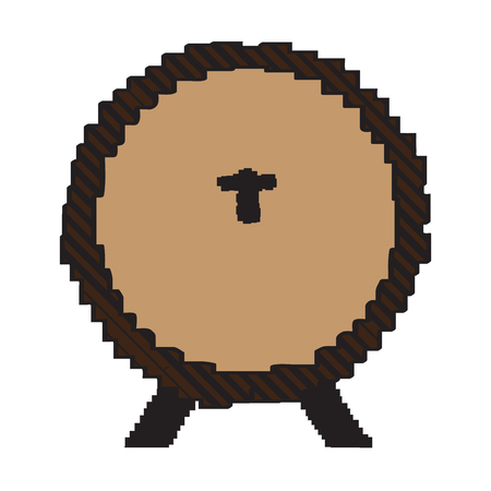 Pixelated wooden beer barrel on a white background, Vector illustrationのイラスト素材