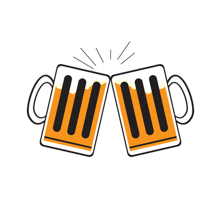 Pair of beer mugs illustration.のイラスト素材