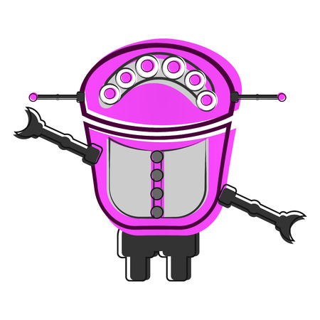Sketch of a cute robot, Vector illustrationのイラスト素材