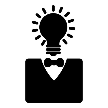 Lightbulb head businessman character icon illustration. Isolated on white background.のイラスト素材