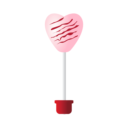Flower pot with heart shaped flower valentine day vector illustration designのイラスト素材