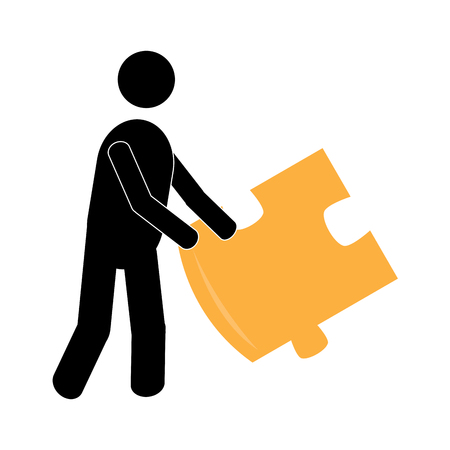 Man holding a puzzle pieceのイラスト素材