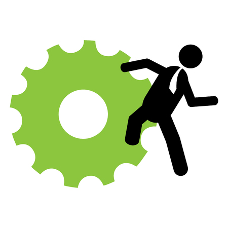 Silhouette of a businessman holding a gear. Vector illustration designのイラスト素材
