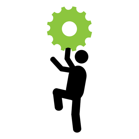 Silhouette of a businessman holding a gear. Vector illustration designのイラスト素材