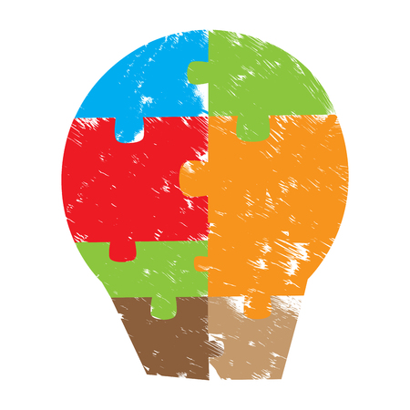 Light bulb image with puzzle pieces inside. Vector illustration designのイラスト素材