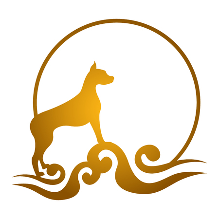 Chinese new year. Dog silhouetteのイラスト素材