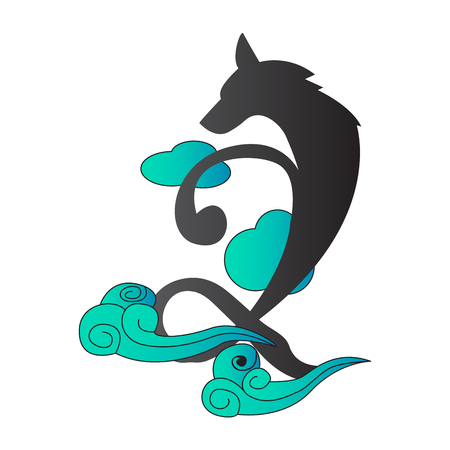 Abstract dog shape on cloudsのイラスト素材