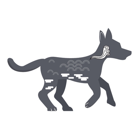 Chinese new year. Dog silhouetteのイラスト素材