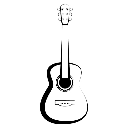Isolated guitar outline musical instrument vector illustration design.のイラスト素材
