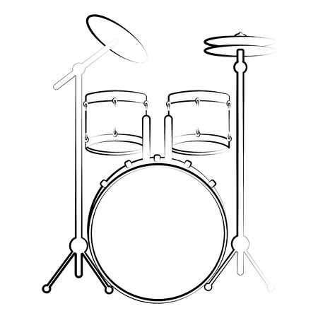 Isolated drum set outline. Musical instrument. Vector illustration designのイラスト素材