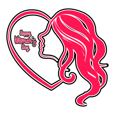 Girl avatar with heart shape. Women's day. Vector illustration designのイラスト素材