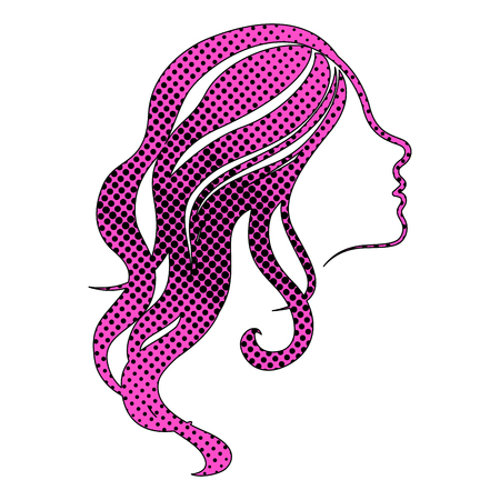 Halftoned beauty girl avatar. Vector illustration designのイラスト素材