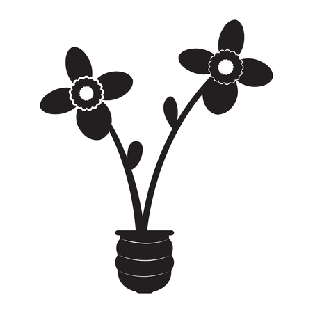 Cute flower on a pot silhouette. Vector illustration designのイラスト素材