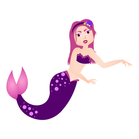 Mermaid cartoon character. Fantasy creature Vector illustration.のイラスト素材