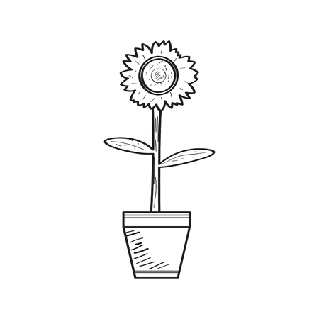 Drawing of a sunflower. Retro style. Vector illustration designのイラスト素材