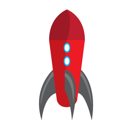 Colored rocket ship toy icon, isolated on white backgroundのイラスト素材