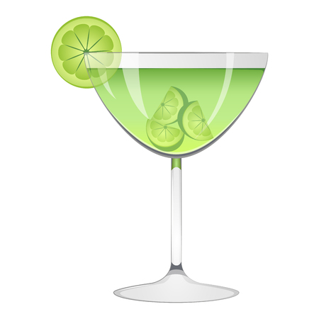 Green cocktail with a lemon sliceのイラスト素材