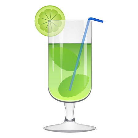 Green cocktail with a lemon sliceのイラスト素材