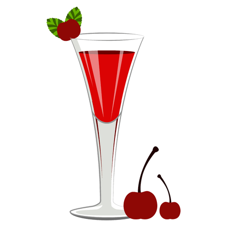 Red cocktail with cherriesのイラスト素材